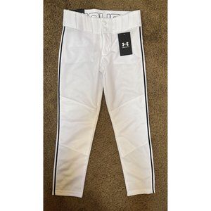 Youth Under Armour Boys' Utility Relaxed Piped Baseball Pant White & blue Sm NWT